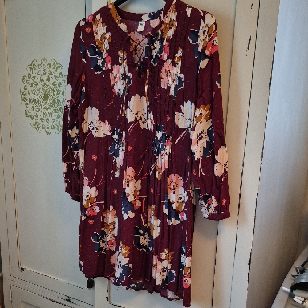 Old Navy Pink Cream Floral Baby Doll Dress